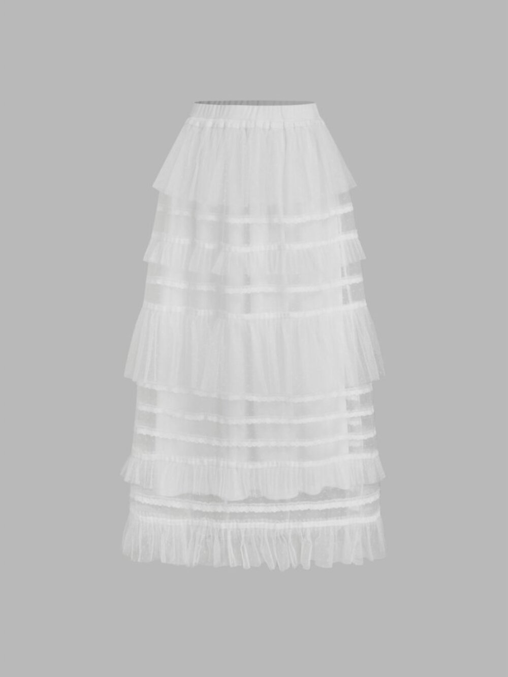 NWT Cider Mid Rise Elastic Waist Tulle Layered Ruffle Maxi Skirt Size XS